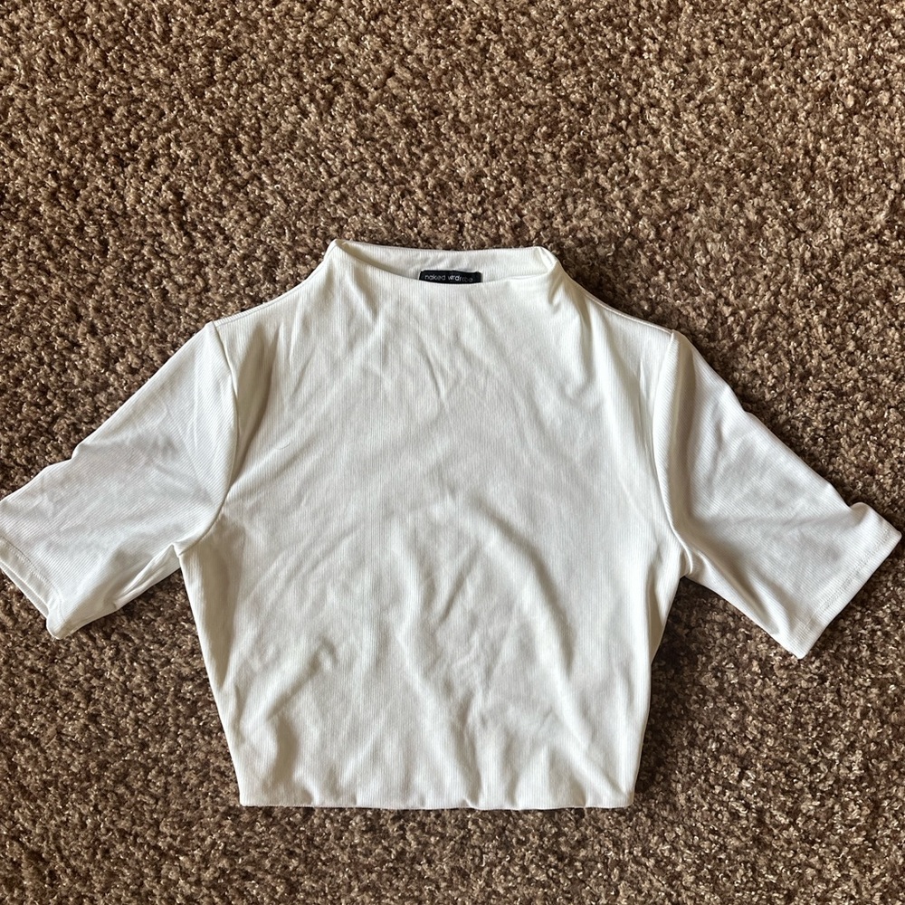 Naked Wardrobe Crop Top High Neck  Women's Top (NWOT)